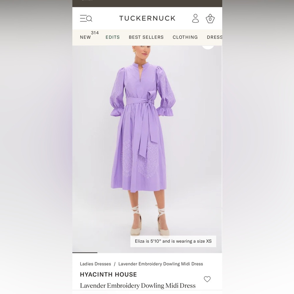 Tuckernuck Hyacinth House Lavender Dowling Midi Long Sleeve Dress
